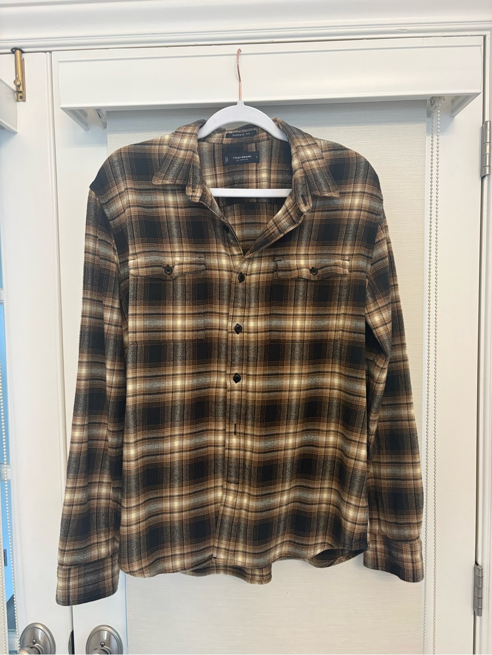 Lucky Men's Brown Plaid Button-Up Flannel Shirt